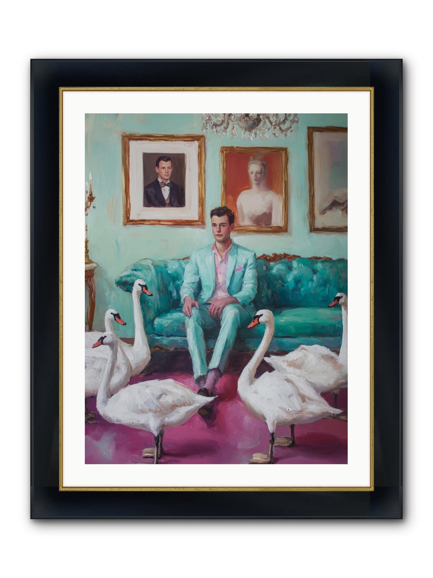 The Swan Dreamer Framed Print - Wide Black w/Gold 24x32