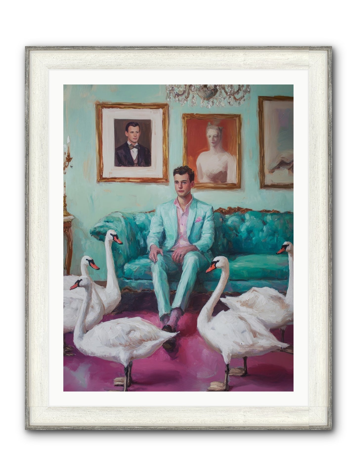 The Swan Dreamer Framed Print - Driftwood White 30x40