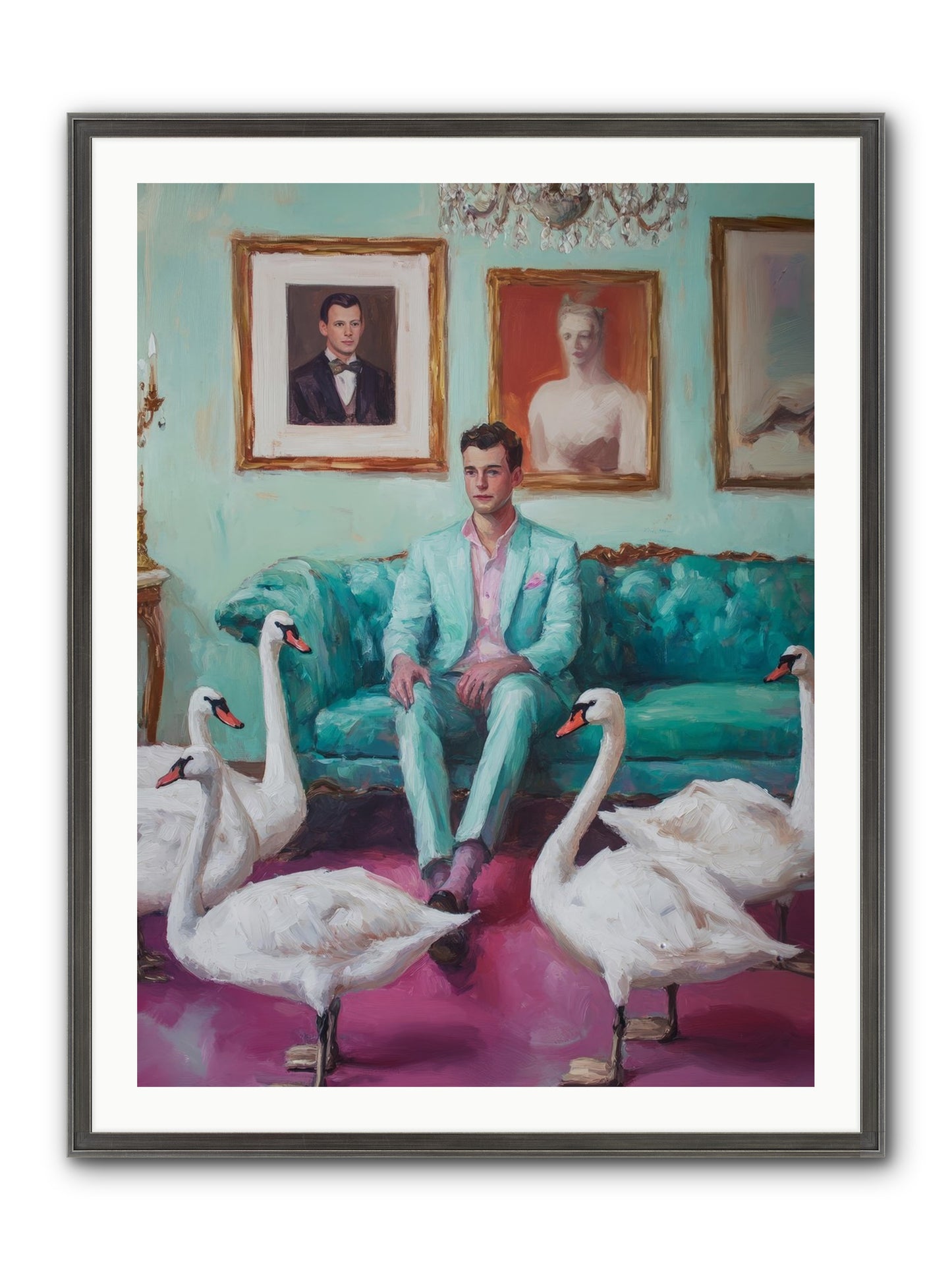 The Swan Dreamer Framed Print - Slimwoods Black/Silver 30x40