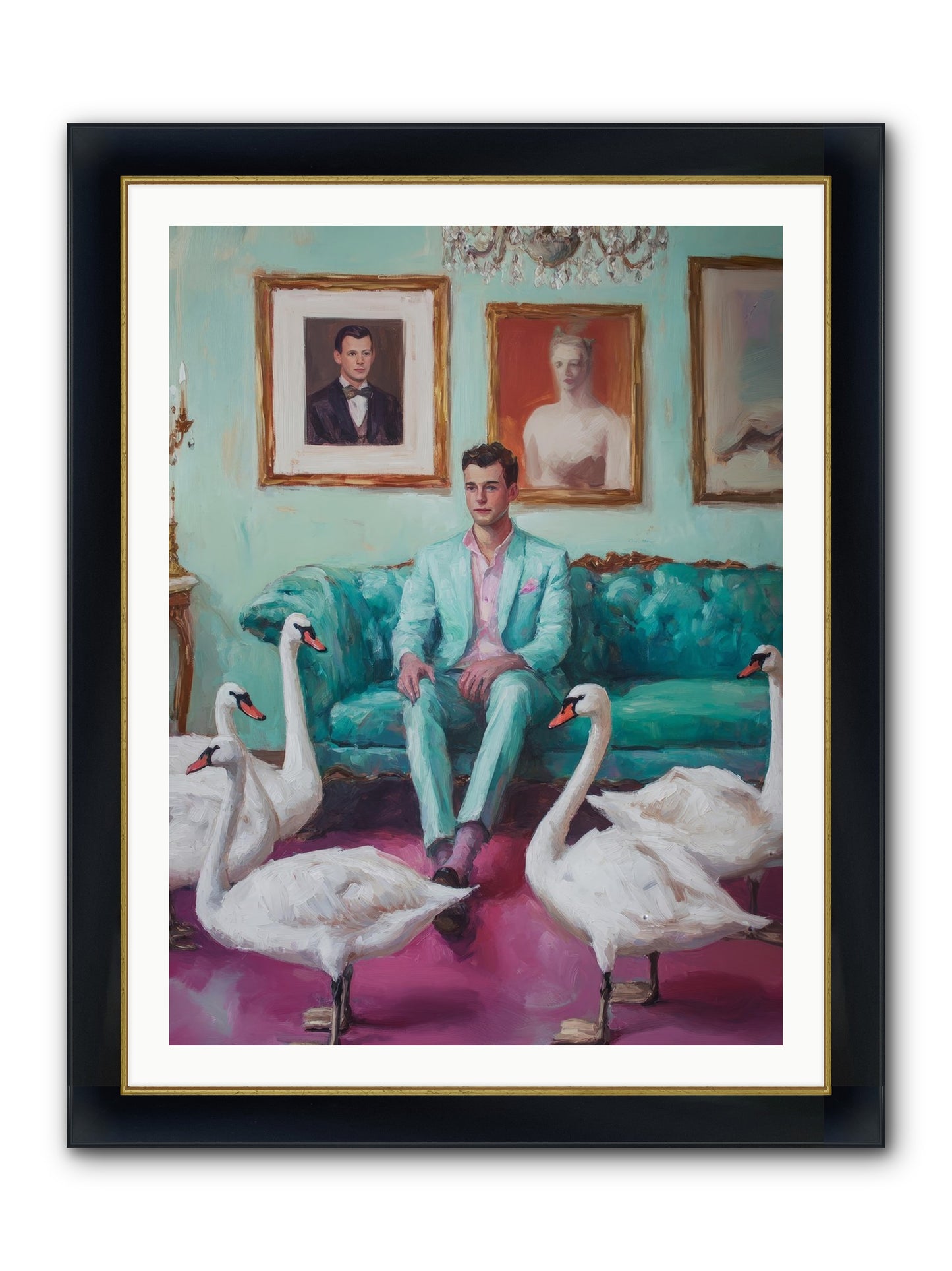 The Swan Dreamer Framed Print - Wide Black w/Gold 30x40