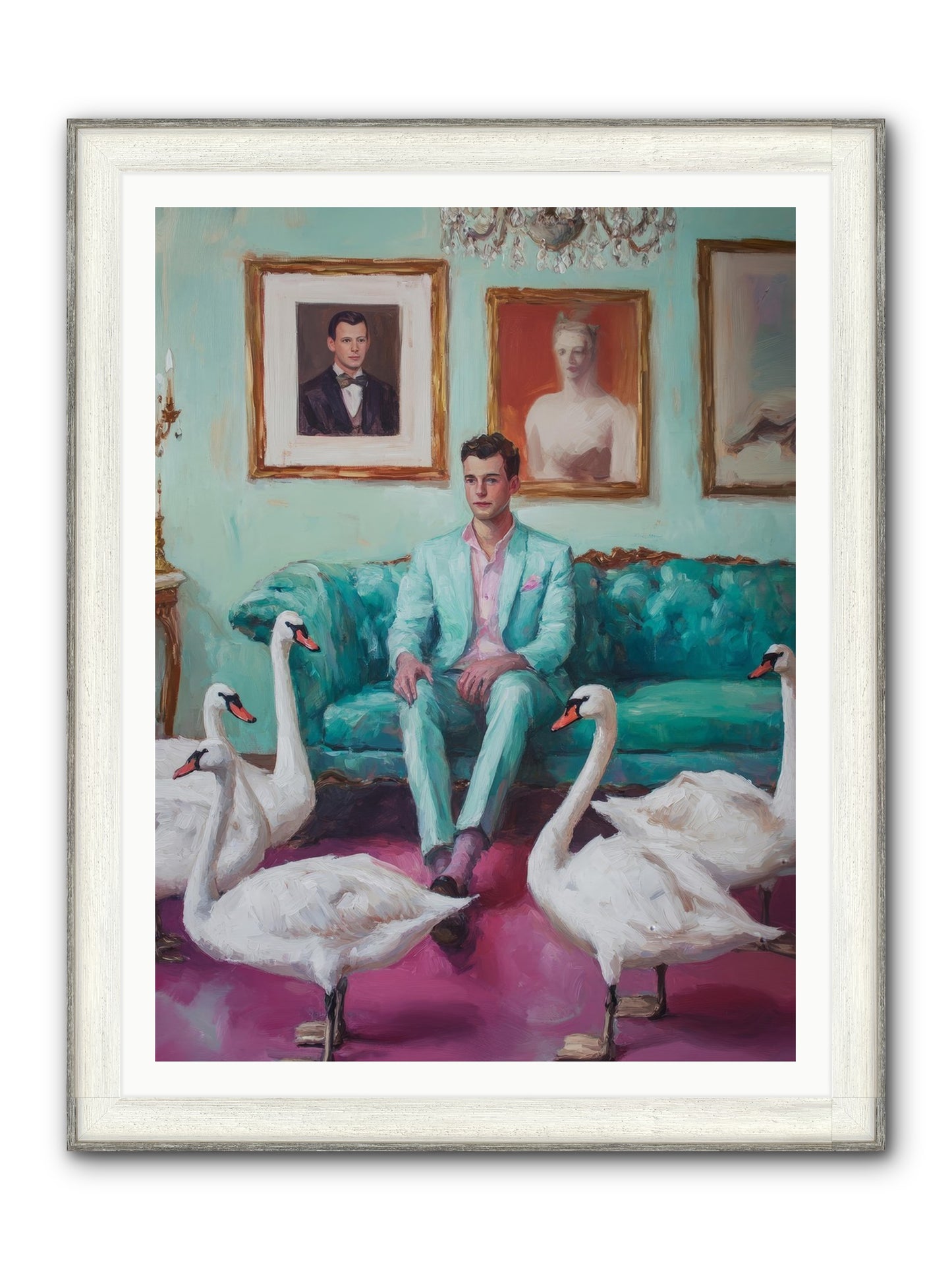 The Swan Dreamer Framed Print - Driftwood White 36x48