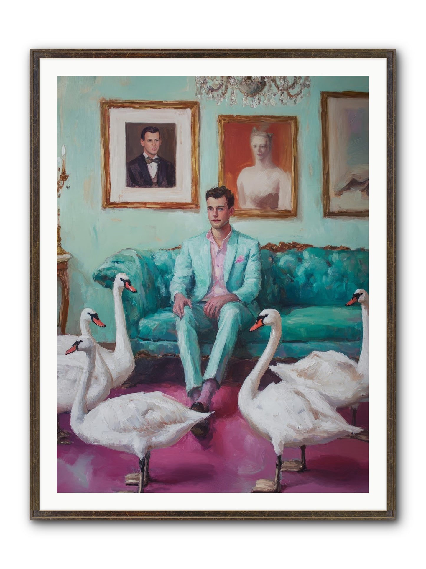 The Swan Dreamer Framed Print - Slimwoods Black/Gold 36x48