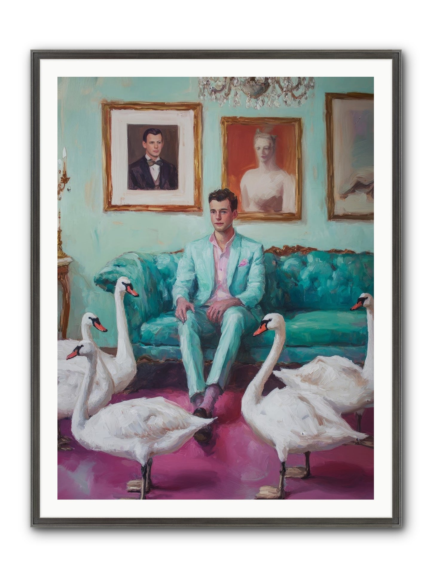 The Swan Dreamer Framed Print - Slimwoods Black/Silver 36x48