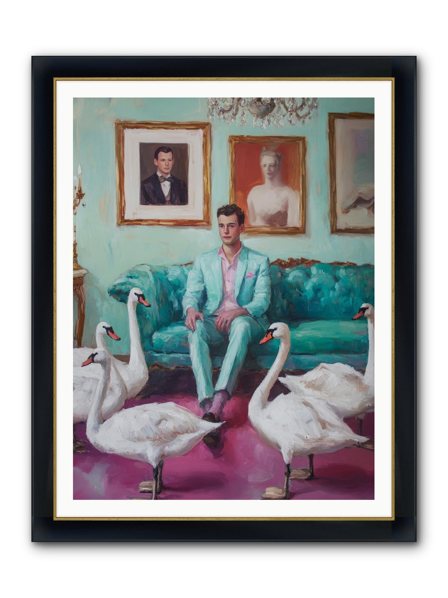 The Swan Dreamer Framed Print - Wide Black w/Gold 36x48