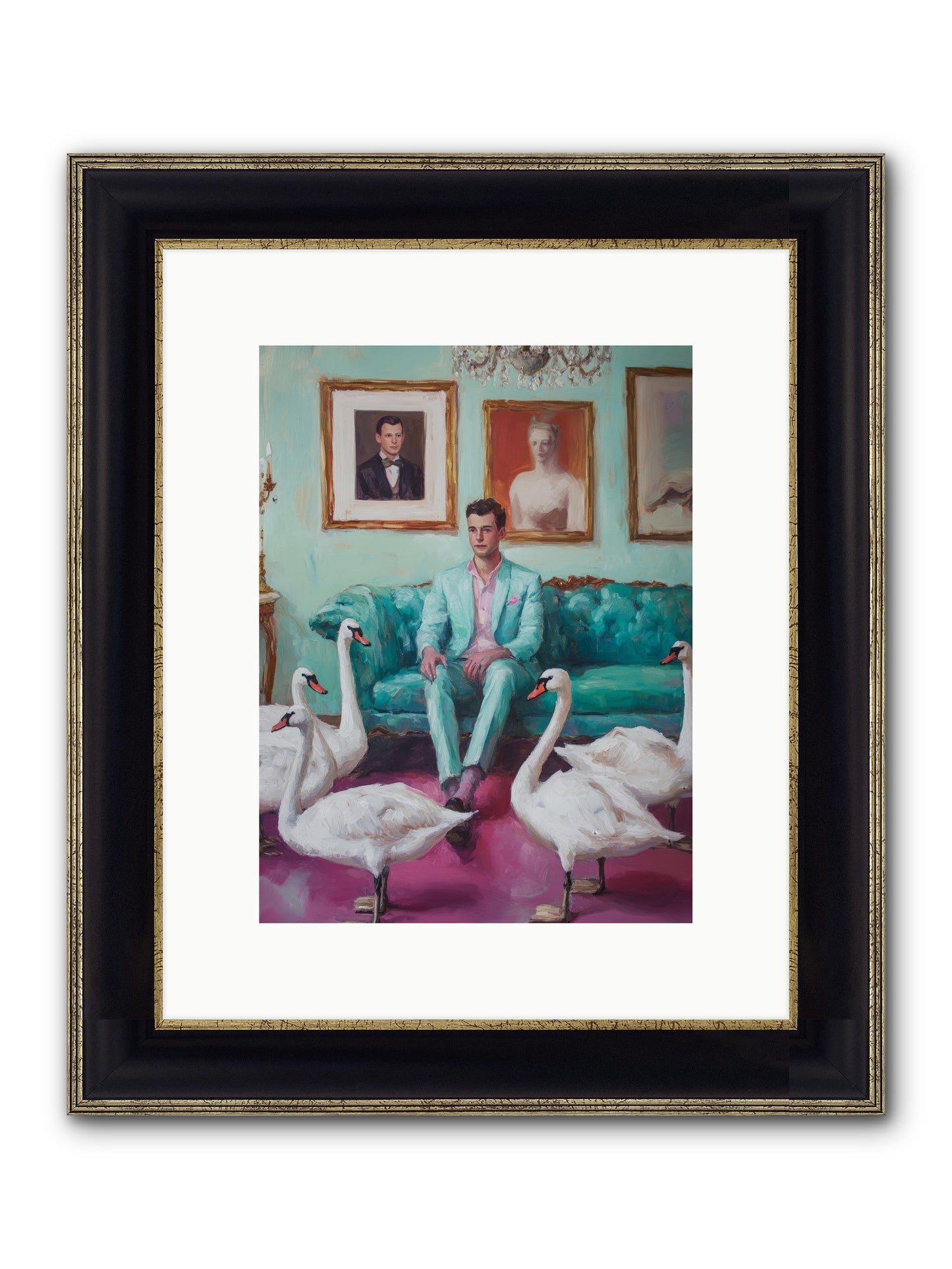 The Swan Dreamer Framed Print - Black & Gold 9x12