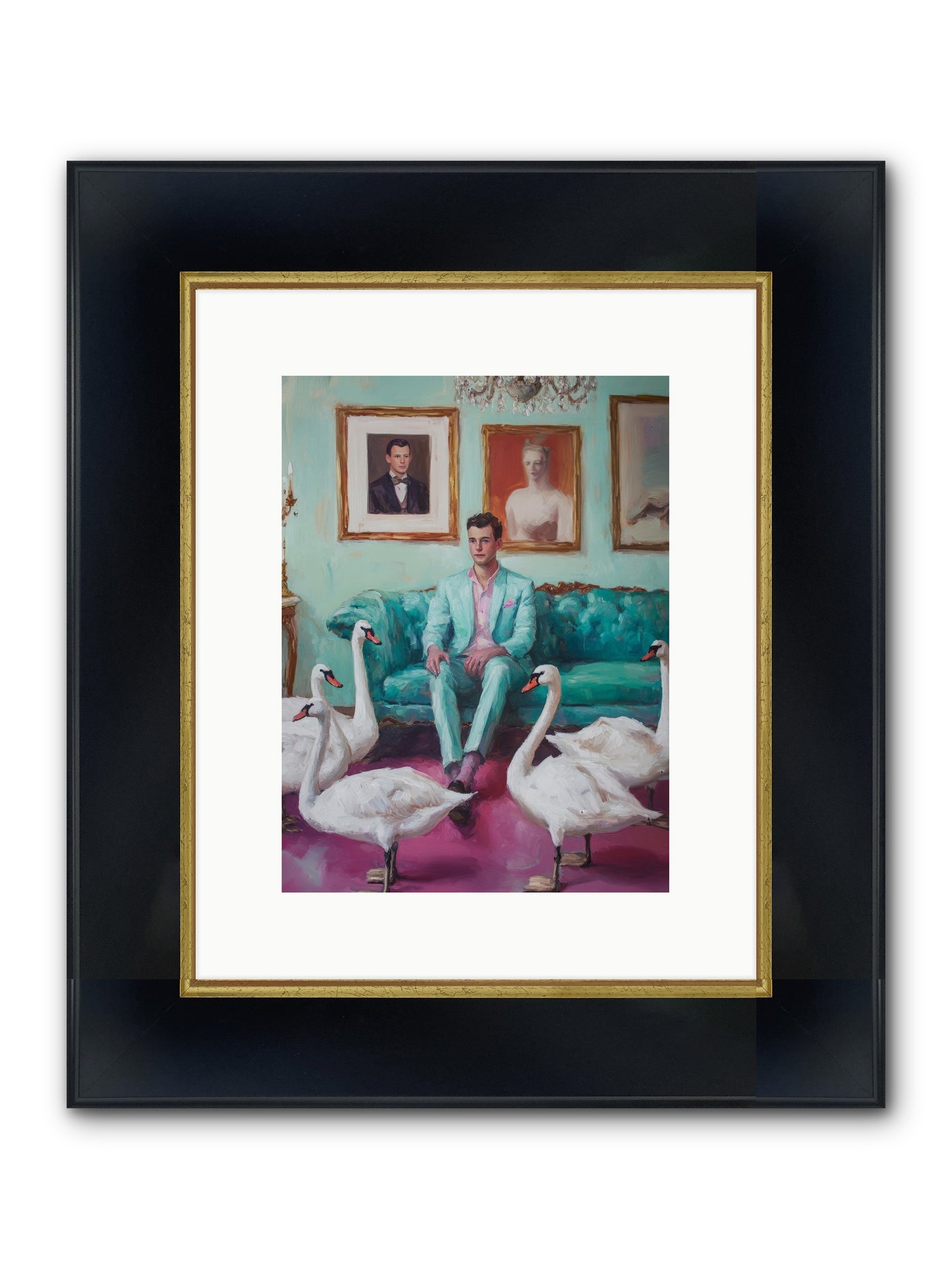 The Swan Dreamer Framed Print - Wide Black w/Gold 9x12