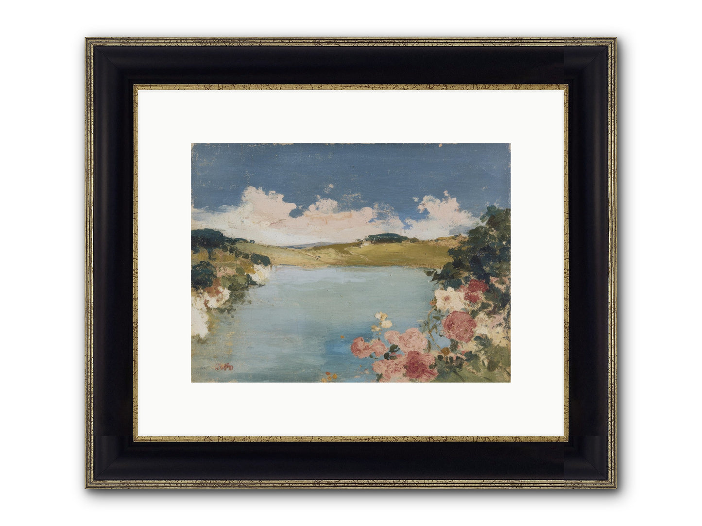 The Swimming Hour Framed Print - Black & Gold 12x9