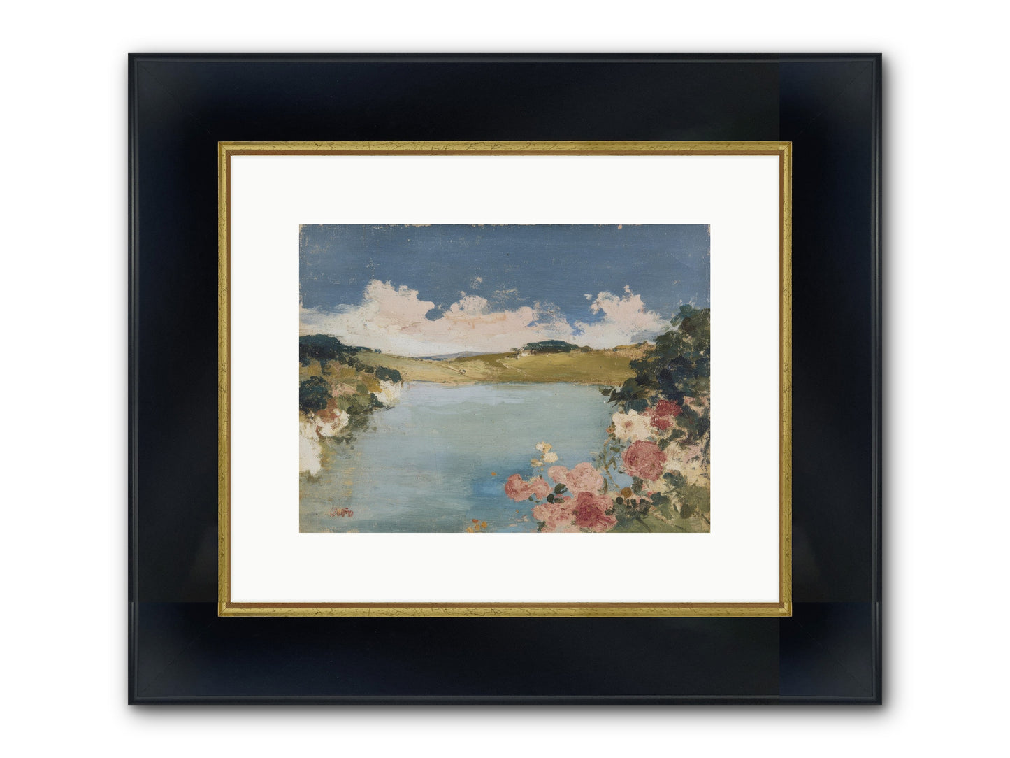 The Swimming Hour Framed Print - Wide Black w/Gold 12x9