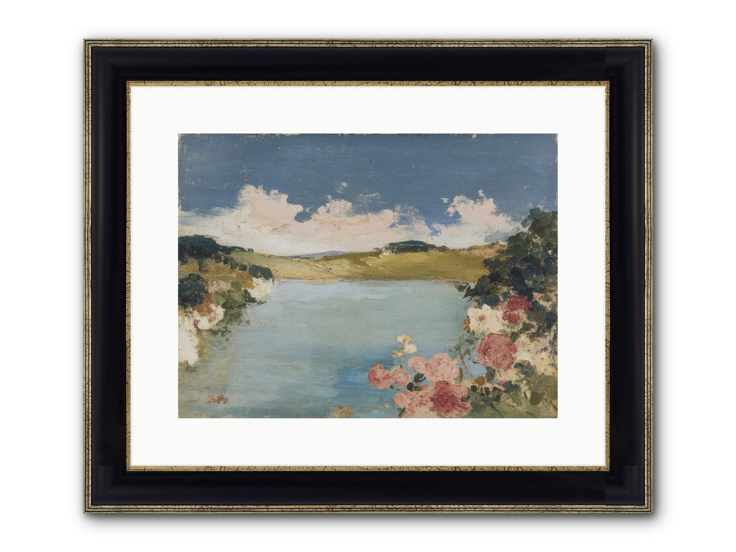 The Swimming Hour Framed Print - Black & Gold 16x12