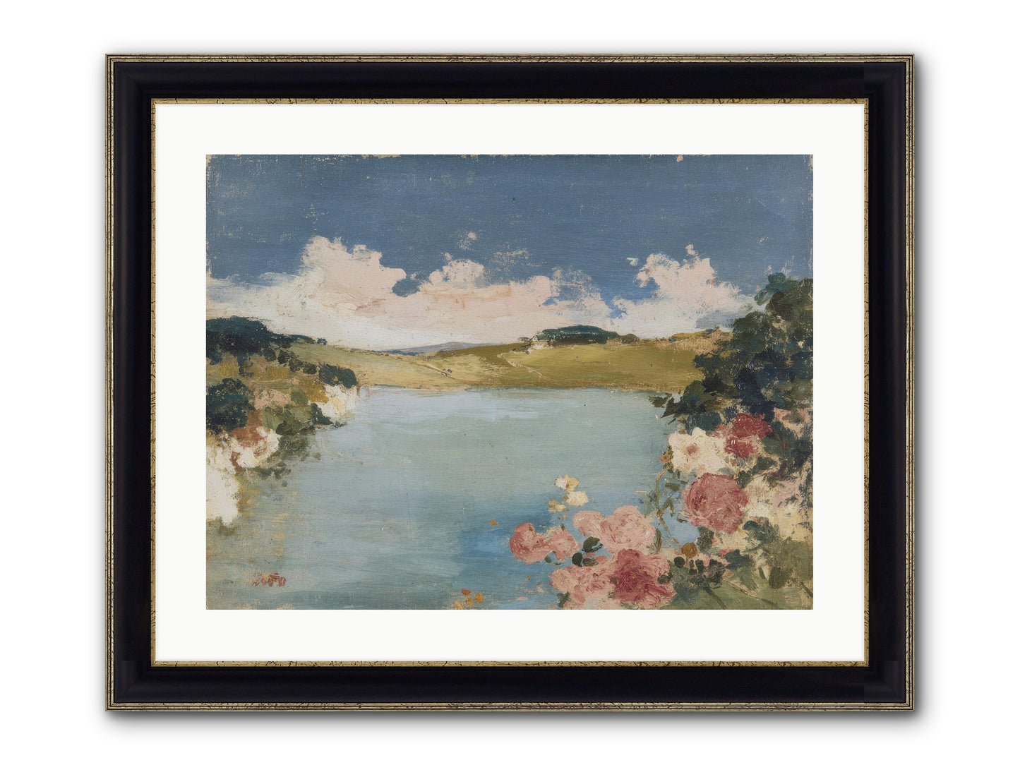 The Swimming Hour Framed Print - Black & Gold 24x18