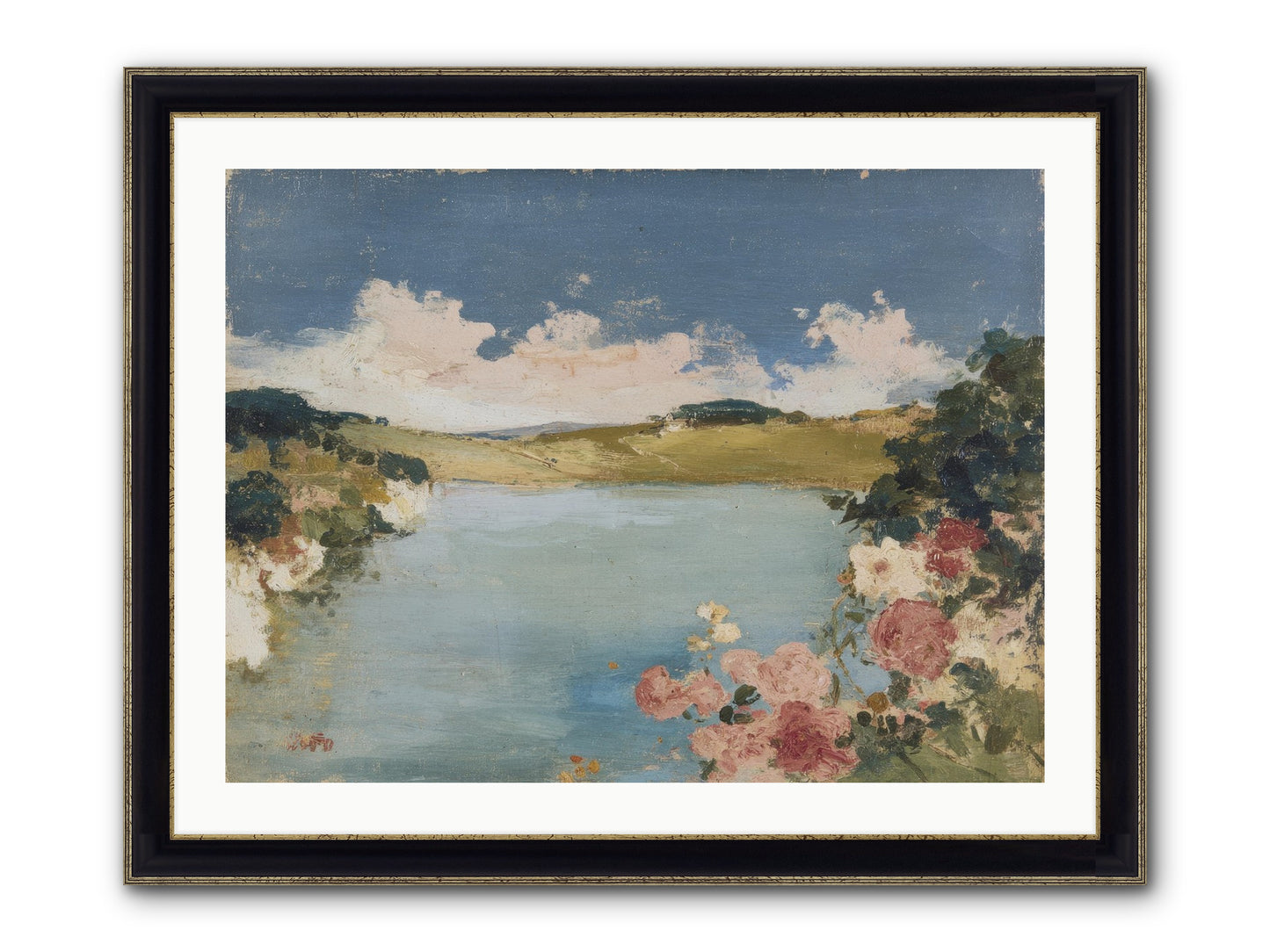 The Swimming Hour Framed Print - Black & Gold 32x24