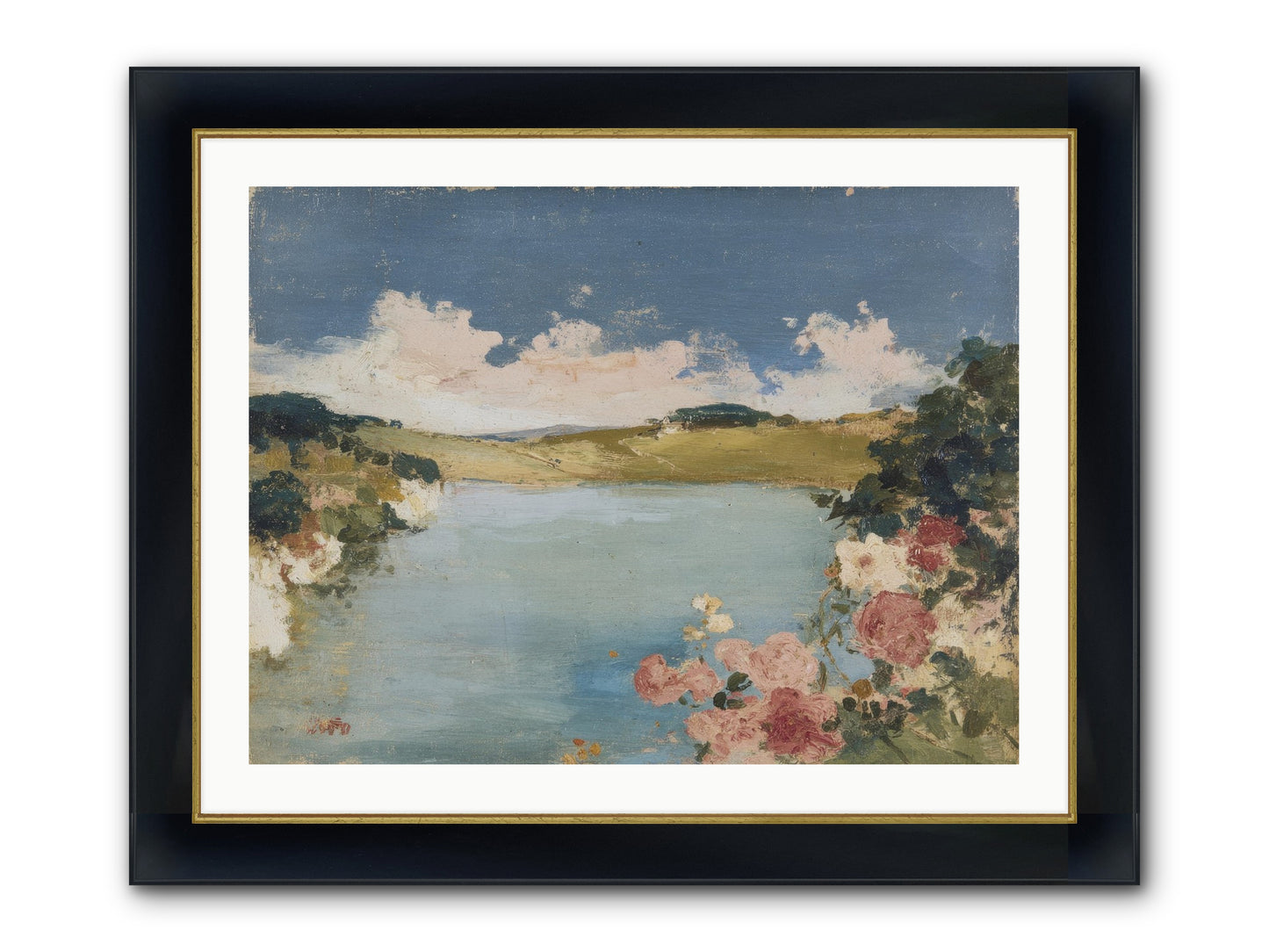 The Swimming Hour Framed Print - Wide Black w/Gold 32x24