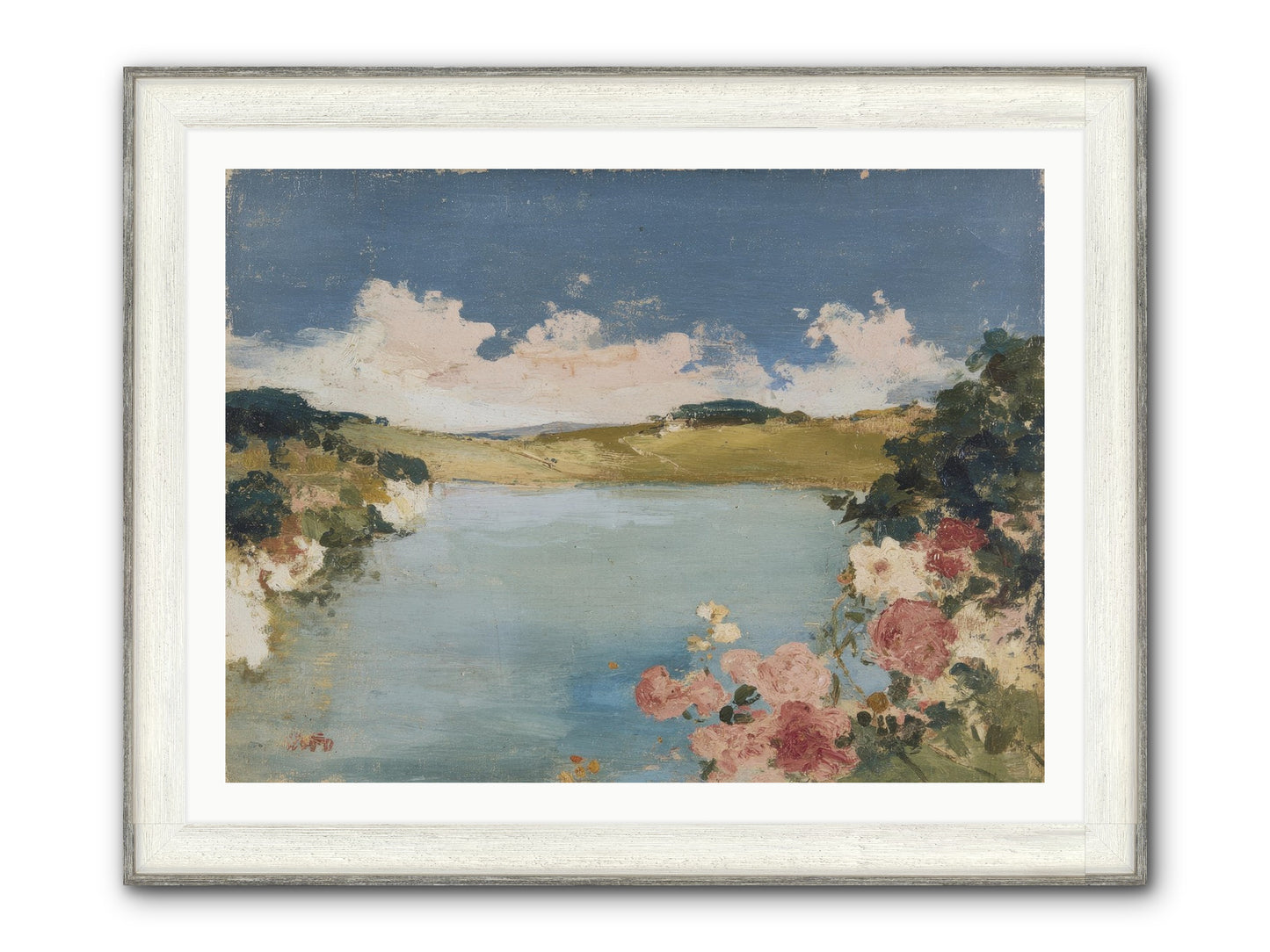 The Swimming Hour Framed Print - Driftwood White 40x30
