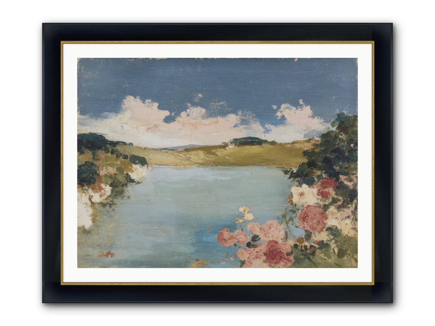 The Swimming Hour Framed Print - Wide Black w/Gold 40x30