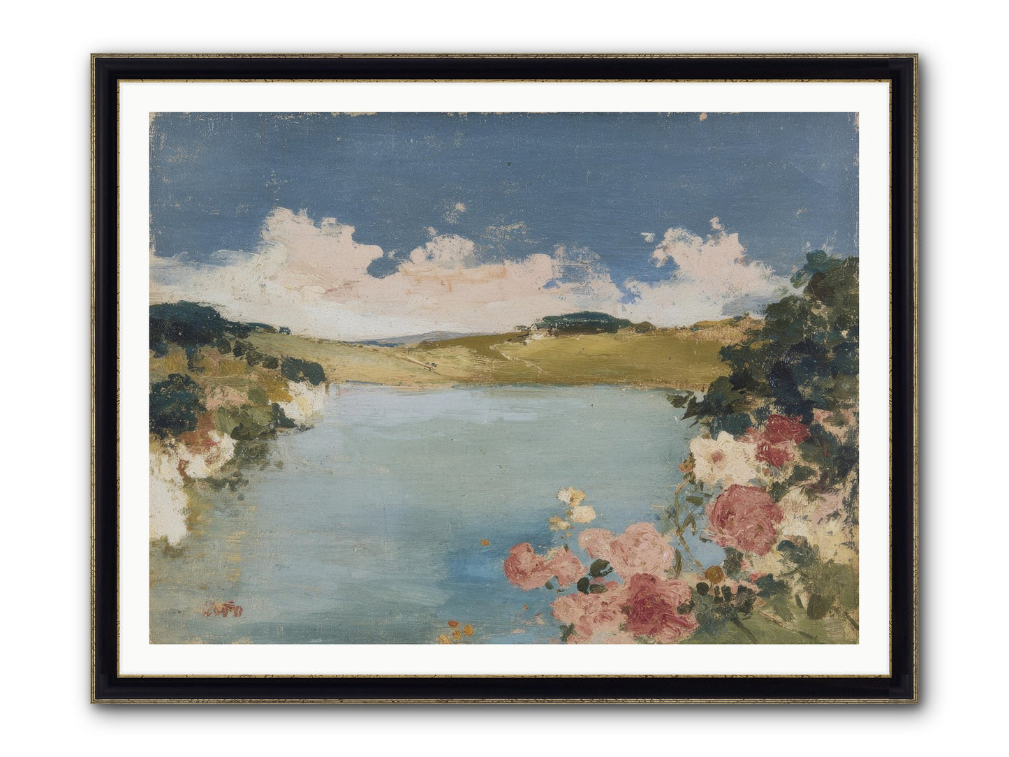 The Swimming Hour Framed Print - Black & Gold 48x36