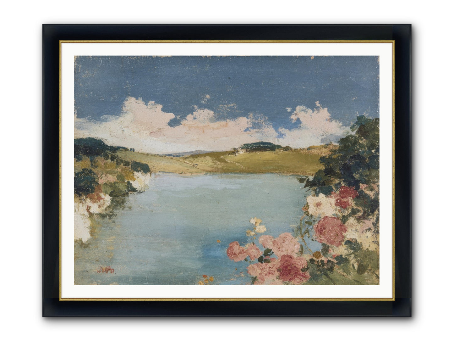 The Swimming Hour Framed Print - Wide Black w/Gold 48x36