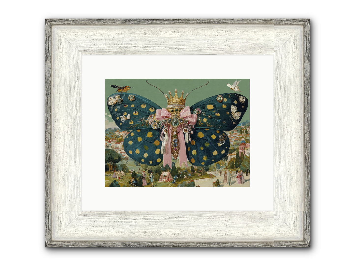 The Swooning Masquerade Framed Print - Driftwood White 12x9