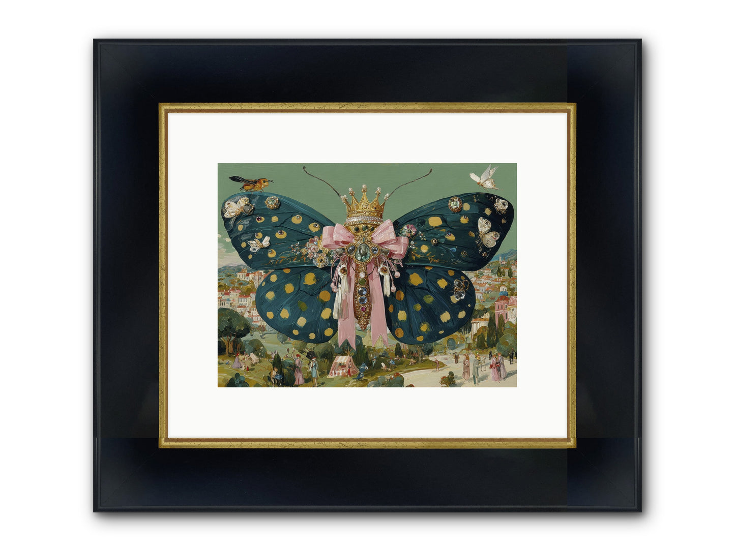 The Swooning Masquerade Framed Print - Wide Black w/Gold 12x9
