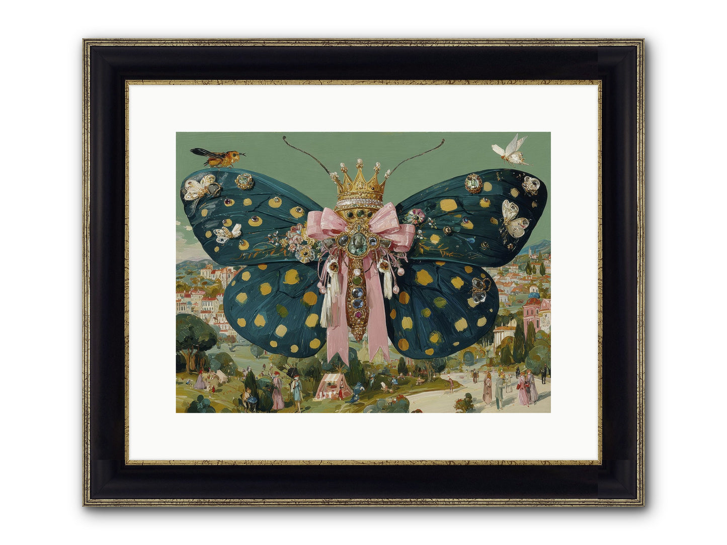 The Swooning Masquerade Framed Print - Black & Gold 16x12