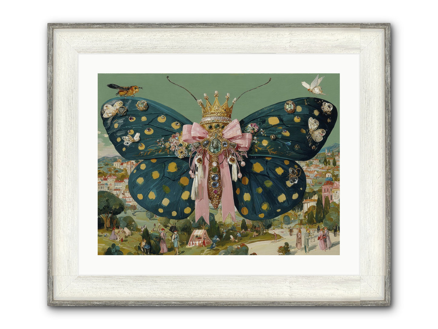 The Swooning Masquerade Framed Print - Driftwood White 24x18