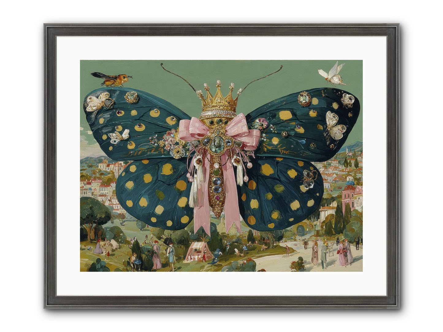 The Swooning Masquerade Framed Print - Slimwoods Black/Silver 24x18