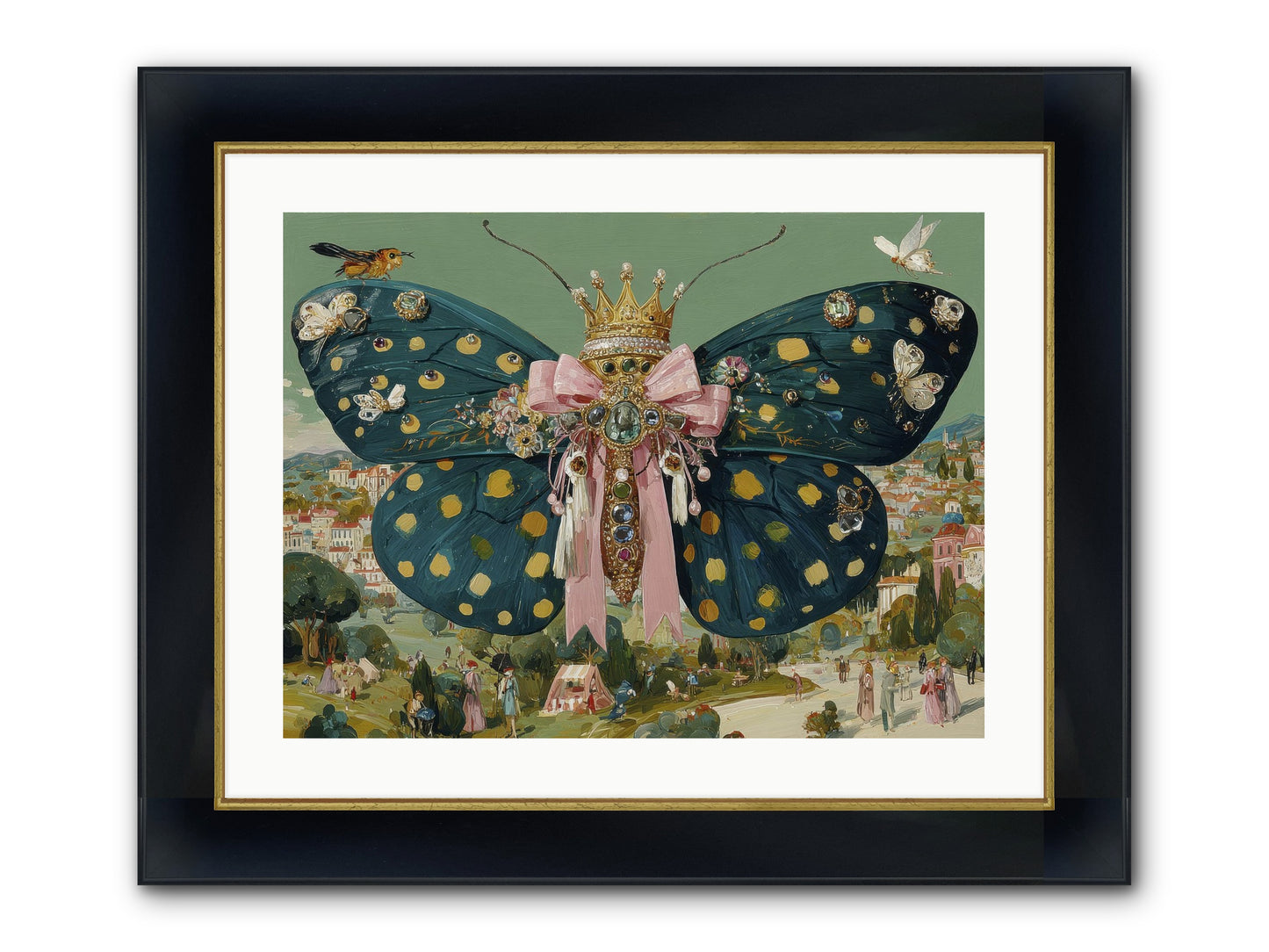 The Swooning Masquerade Framed Print - Wide Black w/Gold 24x18