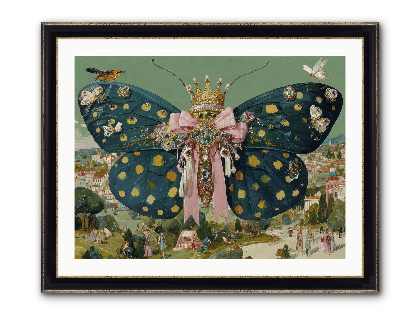 The Swooning Masquerade Framed Print - Black & Gold 32x24