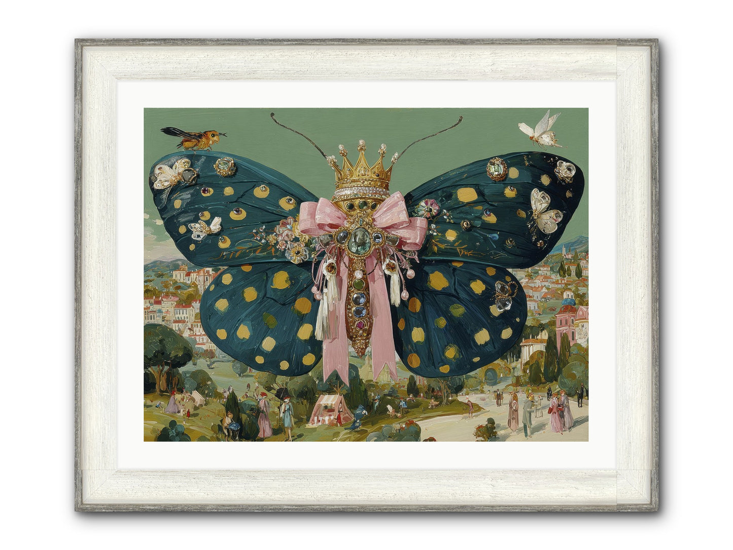 The Swooning Masquerade Framed Print - Driftwood White 32x24