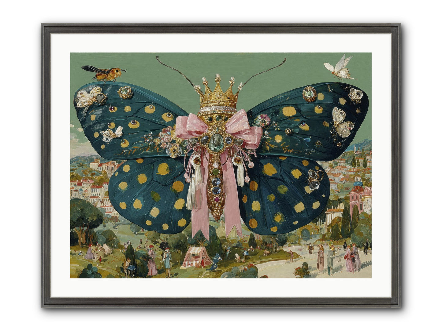 The Swooning Masquerade Framed Print - Slimwoods Black/Silver 32x24