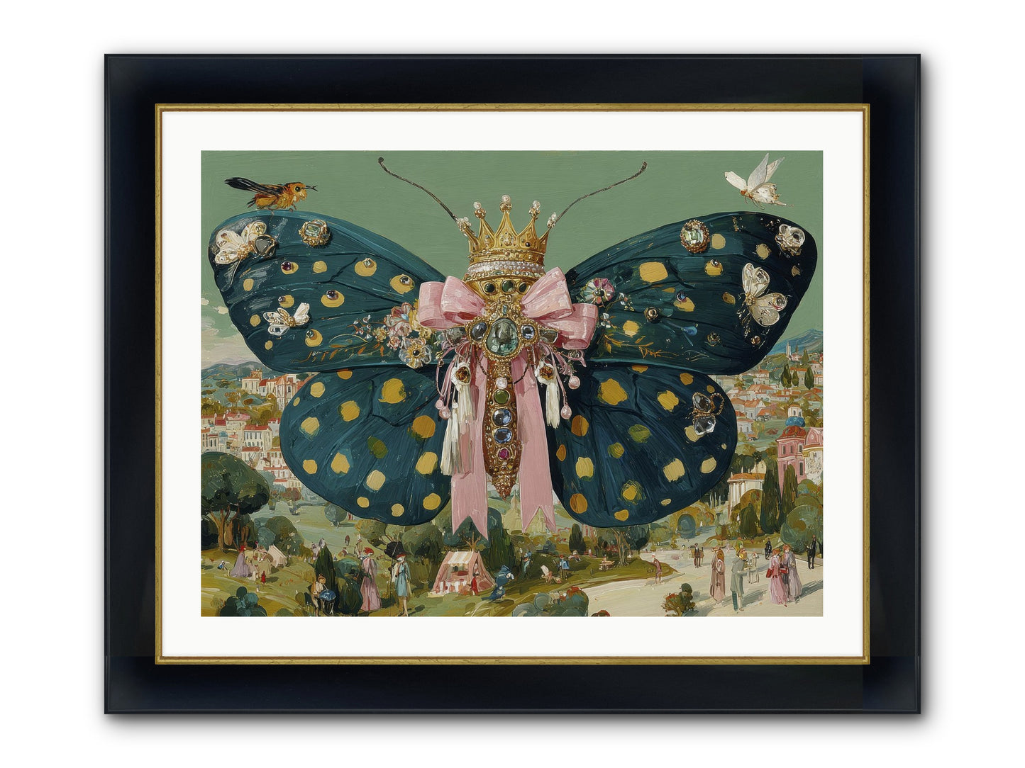 The Swooning Masquerade Framed Print - Wide Black w/Gold 32x24