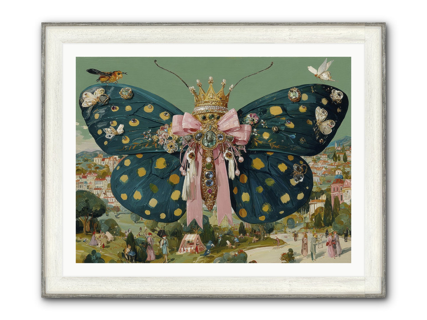 The Swooning Masquerade Framed Print - Driftwood White 40x30