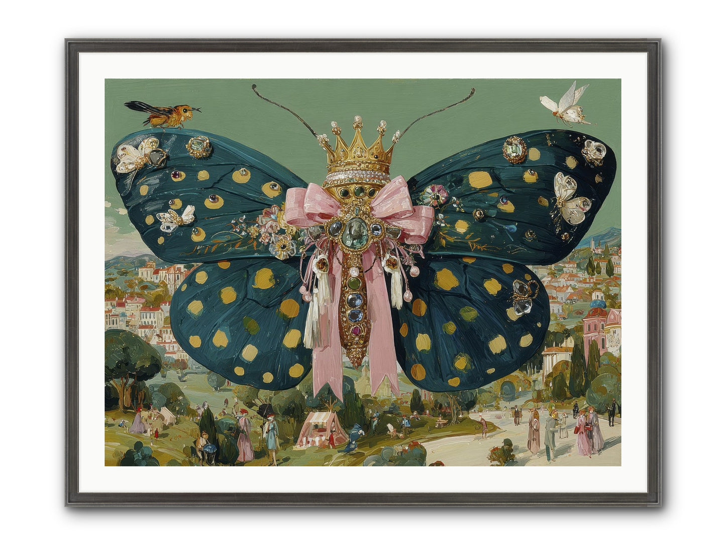 The Swooning Masquerade Framed Print - Slimwoods Black/Silver 40x30