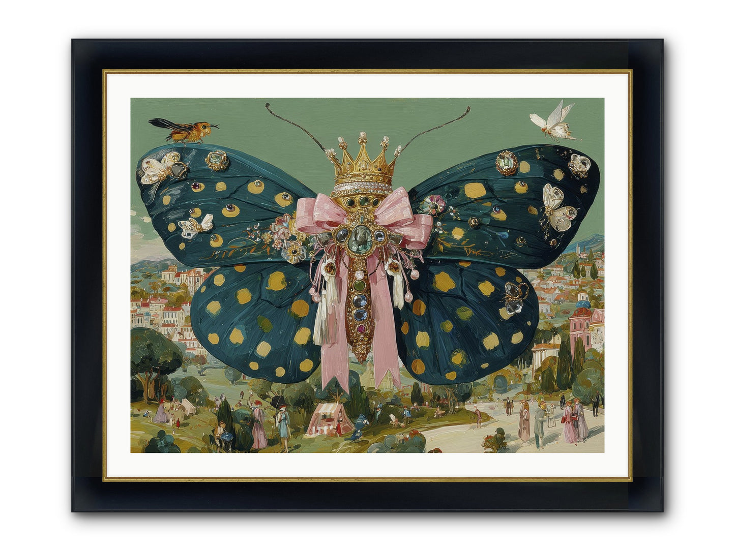 The Swooning Masquerade Framed Print - Wide Black w/Gold 40x30