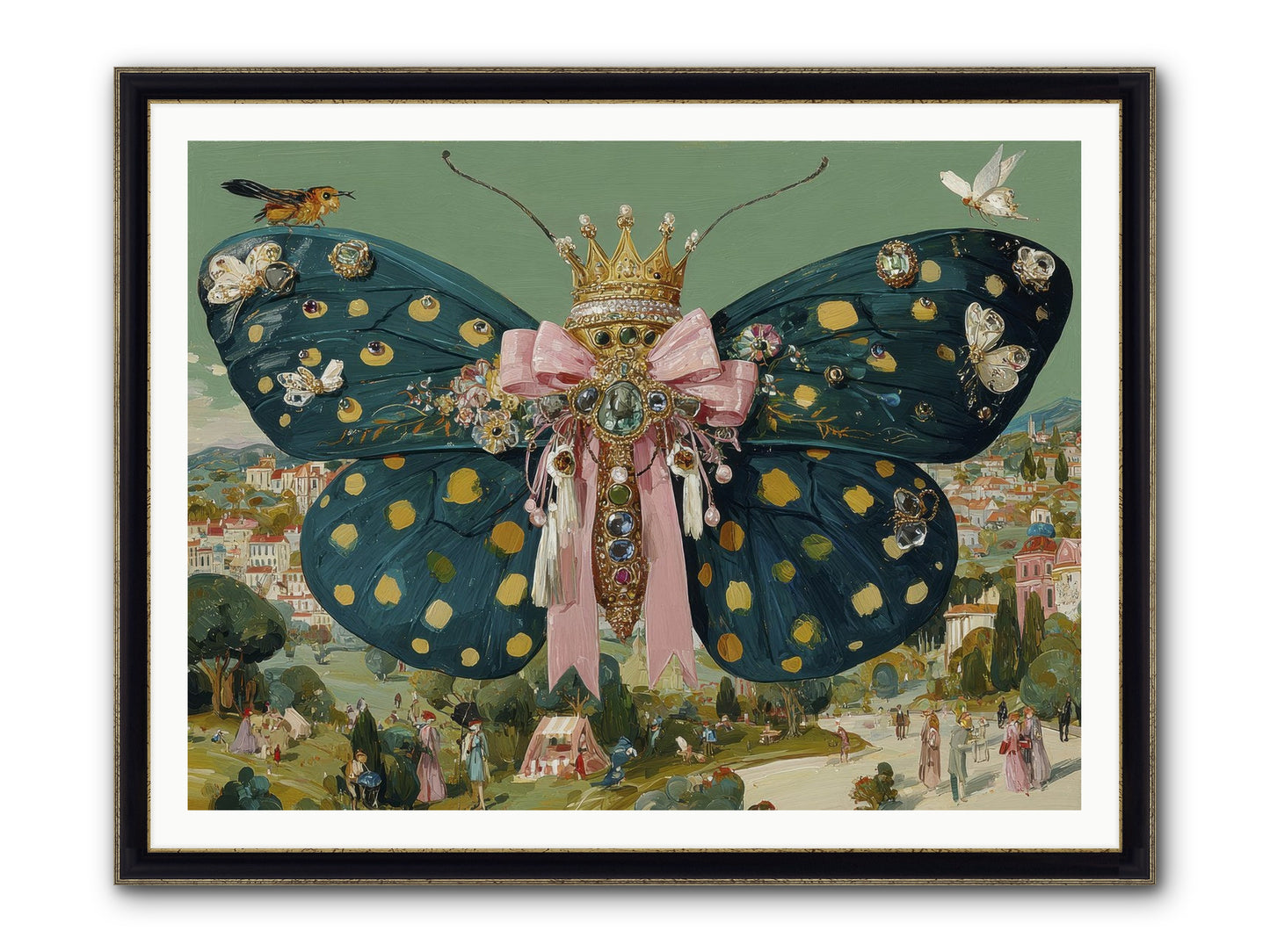 The Swooning Masquerade Framed Print - Black & Gold 48x36