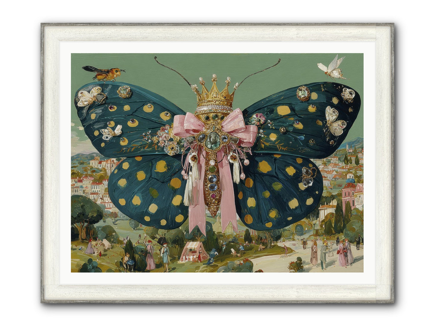 The Swooning Masquerade Framed Print - Driftwood White 48x36