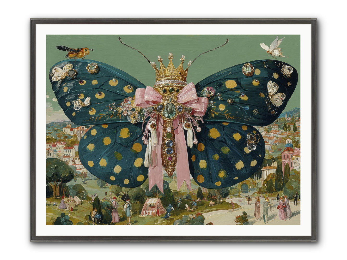 The Swooning Masquerade Framed Print - Slimwoods Black/Silver 48x36