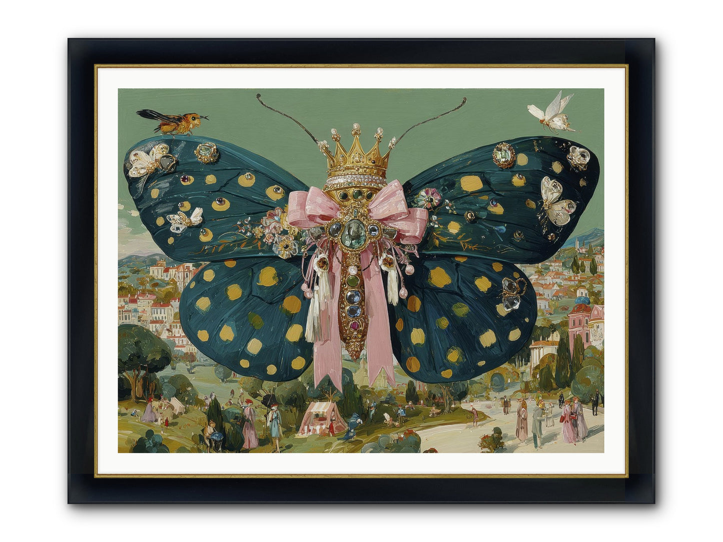 The Swooning Masquerade Framed Print - Wide Black w/Gold 48x36