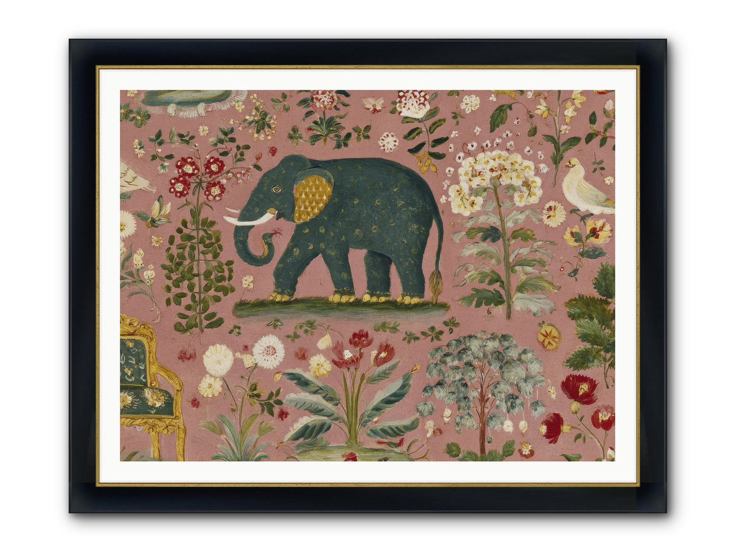 The Symposium Of Petals & Precision Framed Print - Wide Black w/Gold 48x36