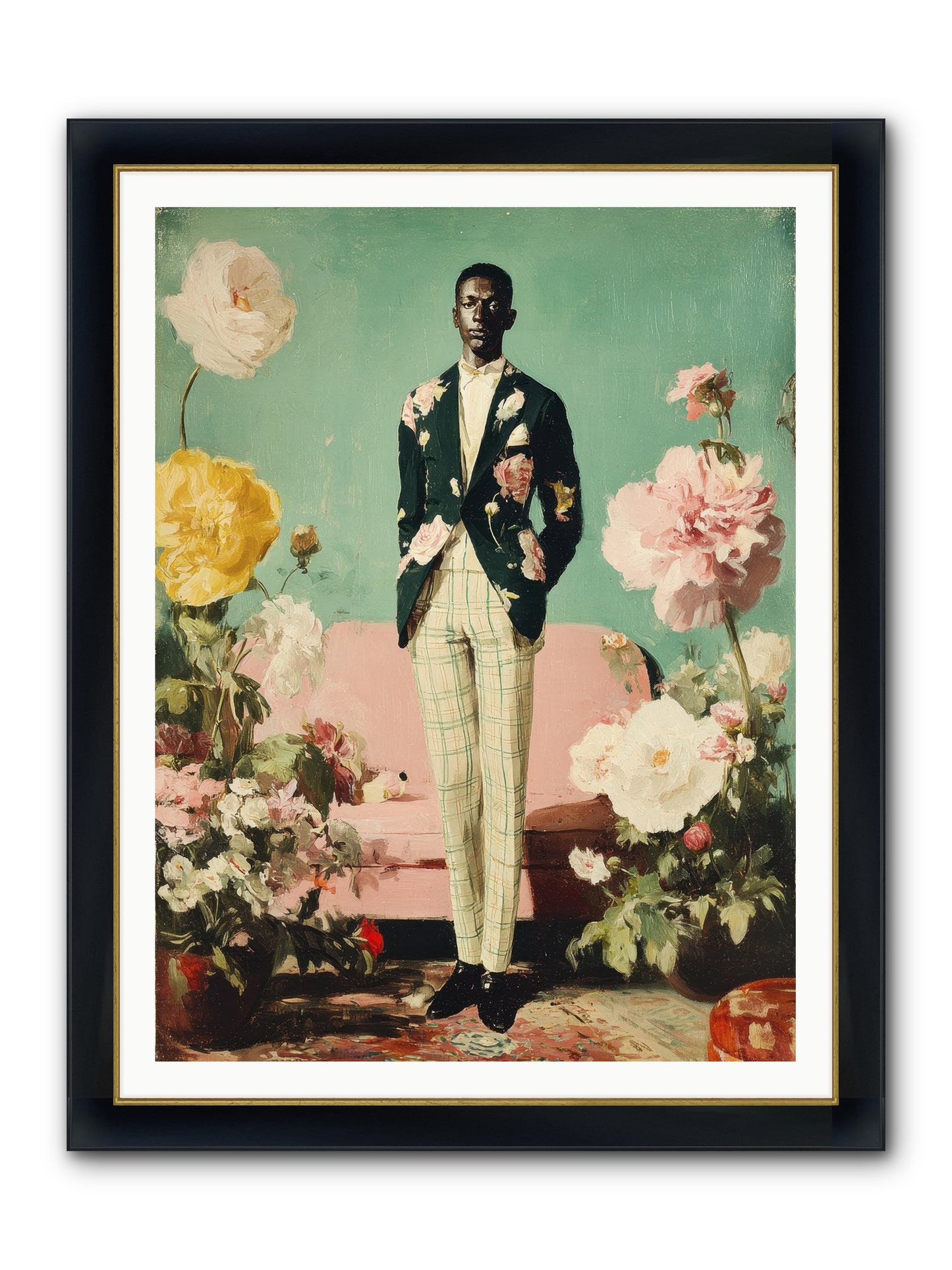 The Tailored Almanac Framed Print - Wide Black w/Gold 36x48