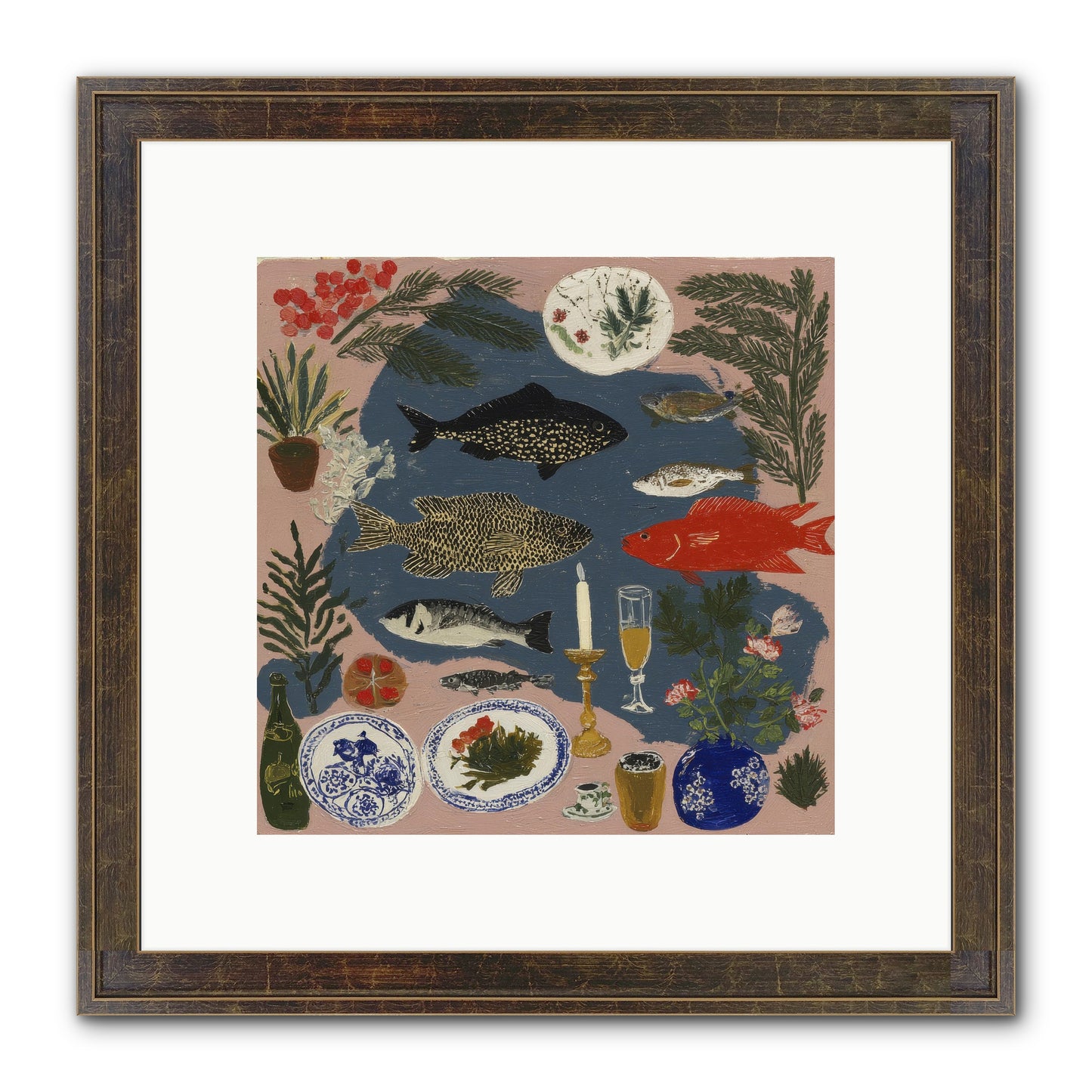 The Underwater Supper Framed Print - Slimwoods Black/Gold 10x10
