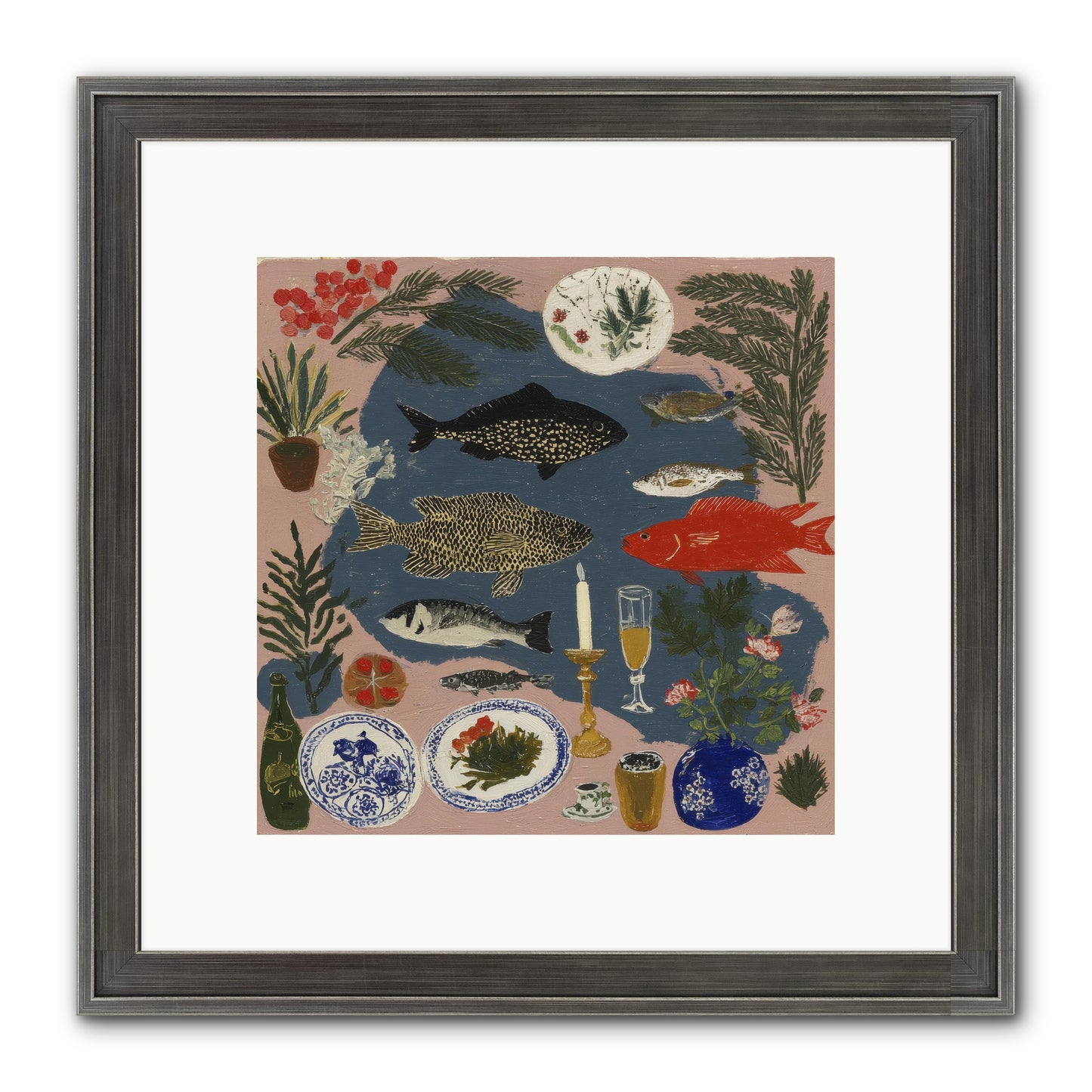 The Underwater Supper Framed Print - Slimwoods Black/Silver 10x10
