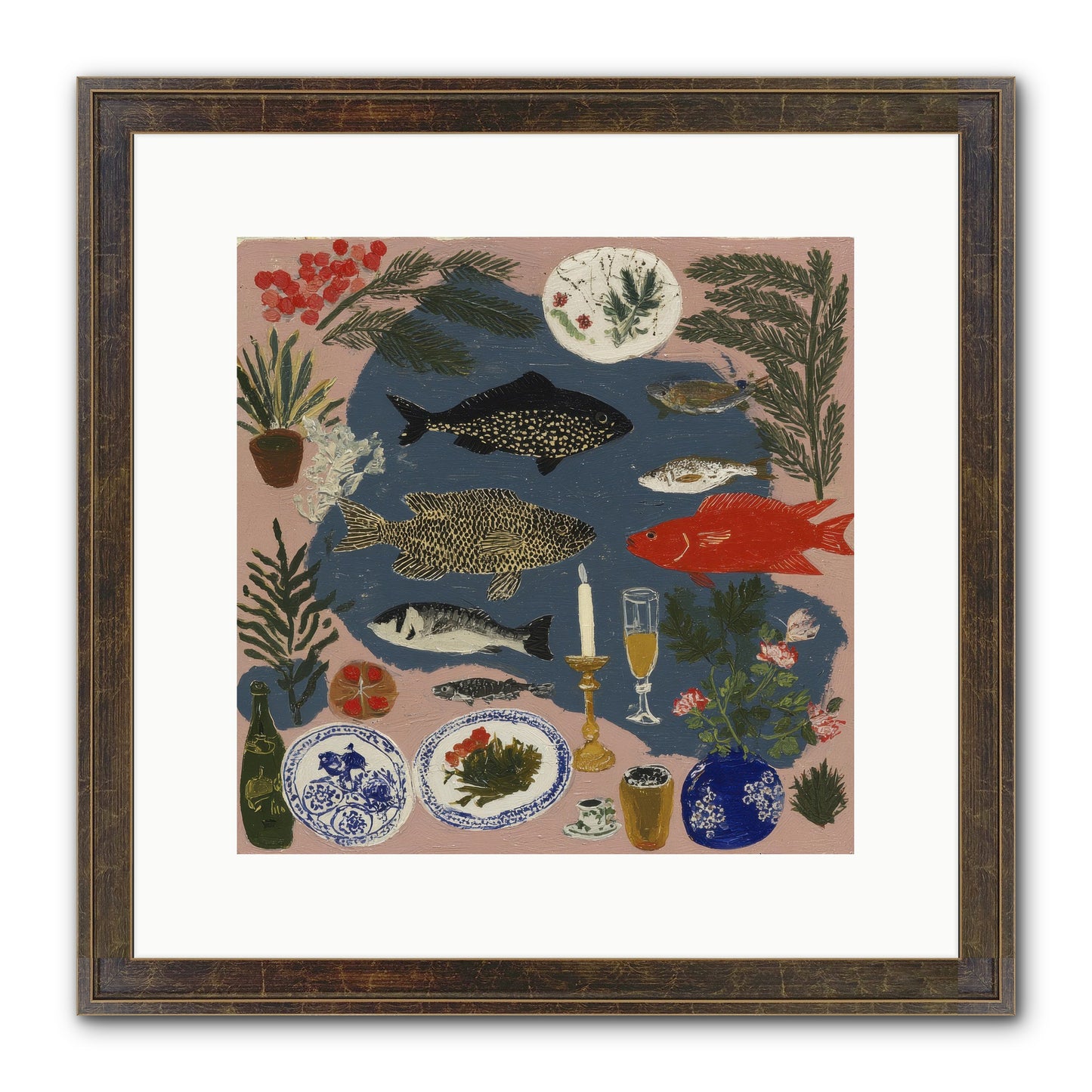 The Underwater Supper Framed Print - Slimwoods Black/Gold 12x12