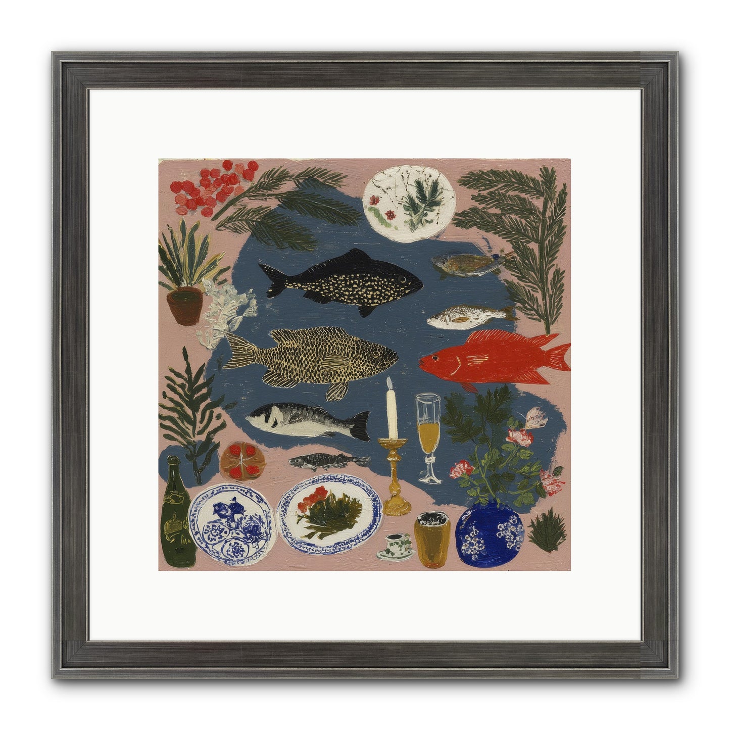 The Underwater Supper Framed Print - Slimwoods Black/Silver 12x12