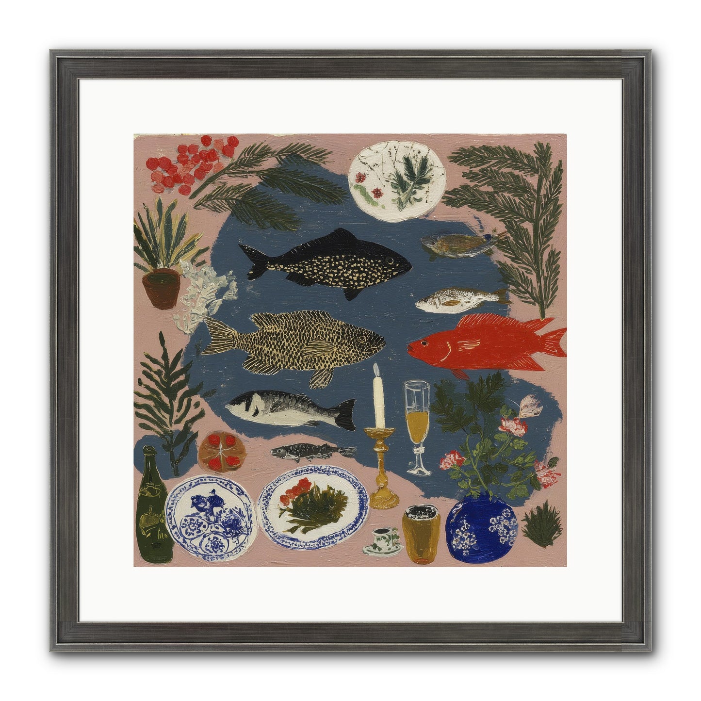 The Underwater Supper Framed Print - Slimwoods Black/Silver 16x16