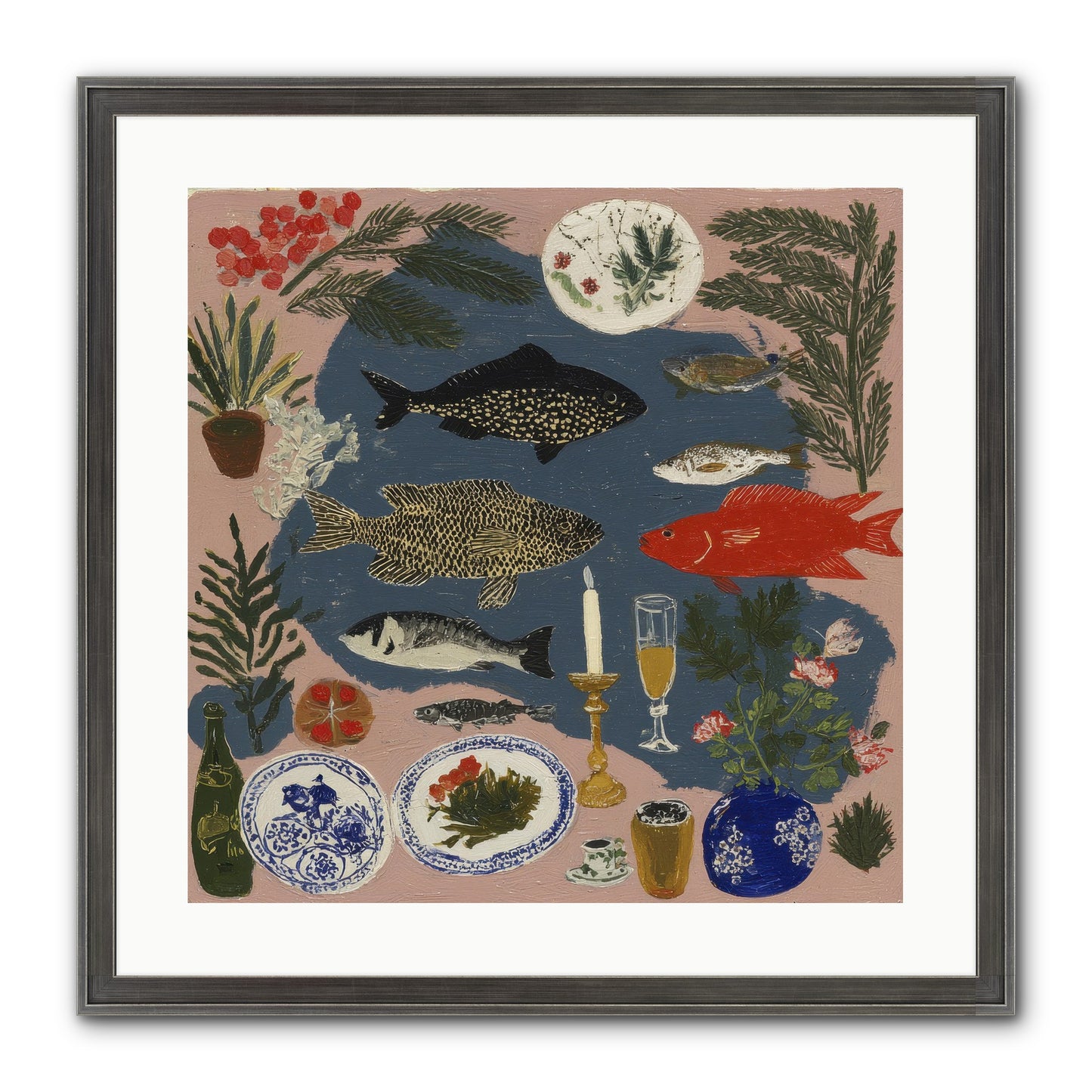 The Underwater Supper Framed Print - Slimwoods Black/Silver 20x20