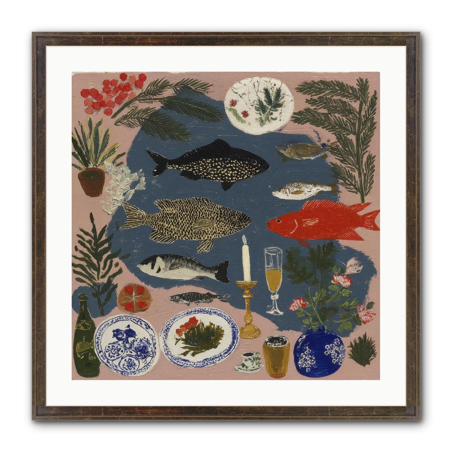 The Underwater Supper Framed Print - Slimwoods Black/Gold 24x24