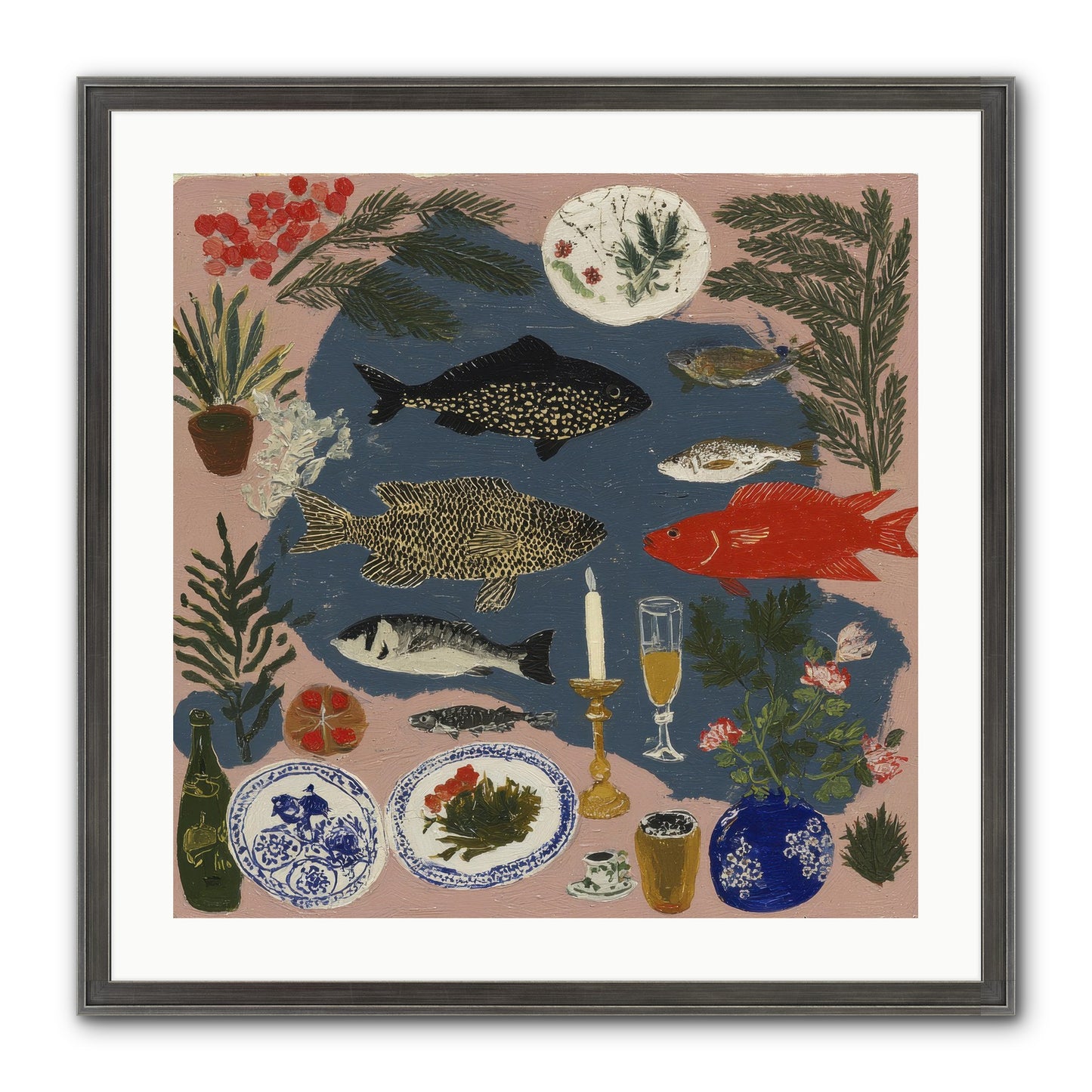 The Underwater Supper Framed Print - Slimwoods Black/Silver 24x24