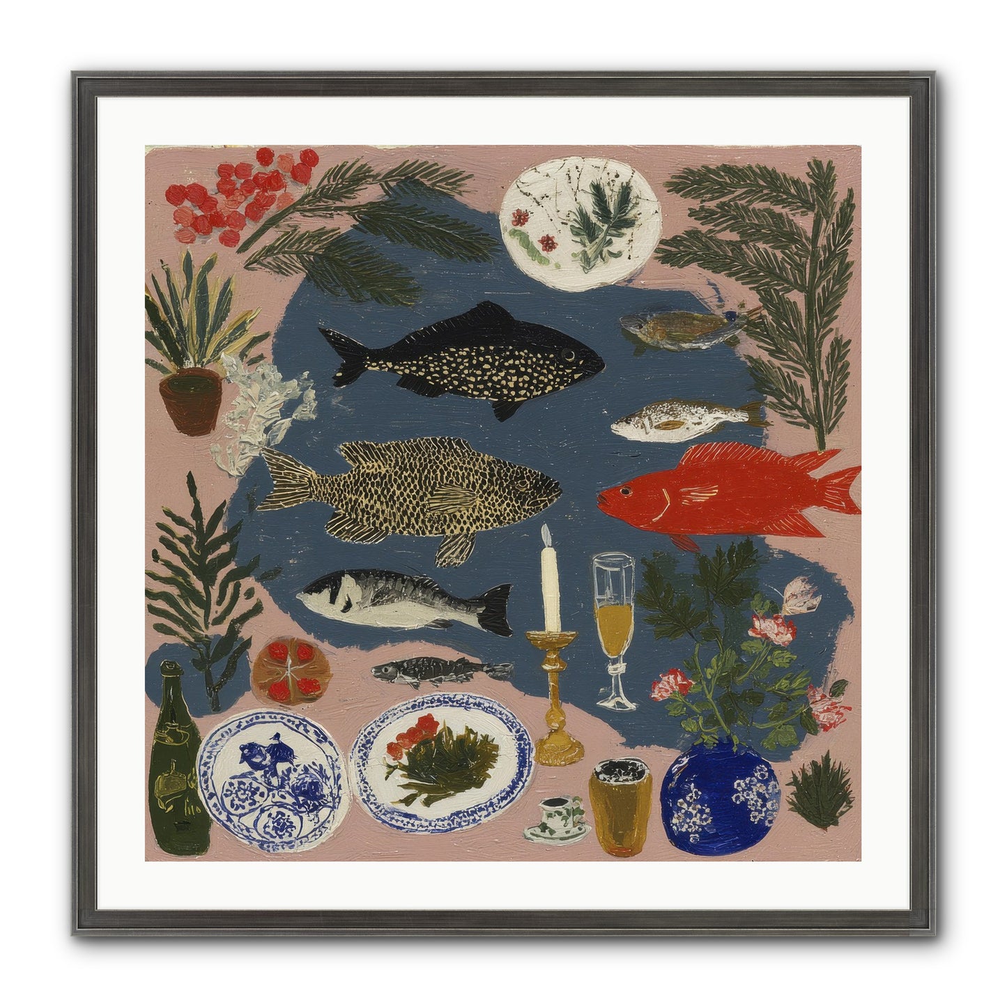 The Underwater Supper Framed Print - Slimwoods Black/Silver 30x30