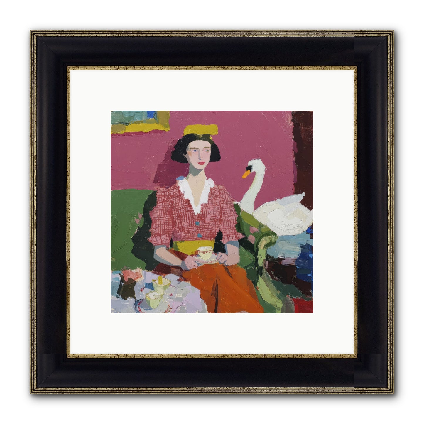 The Unlikely Guest Framed Print - Black & Gold 10x10