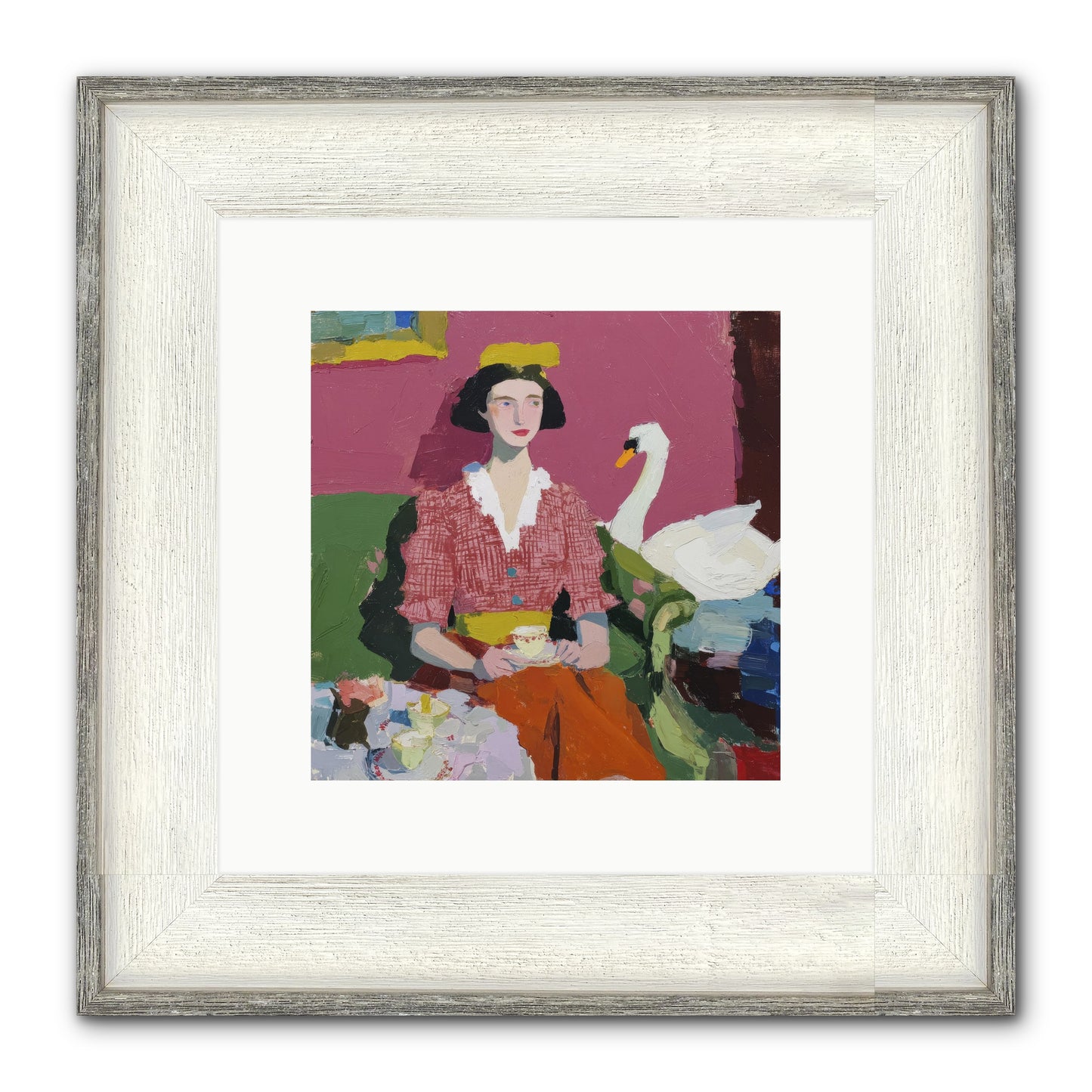 The Unlikely Guest Framed Print - Driftwood White 10x10